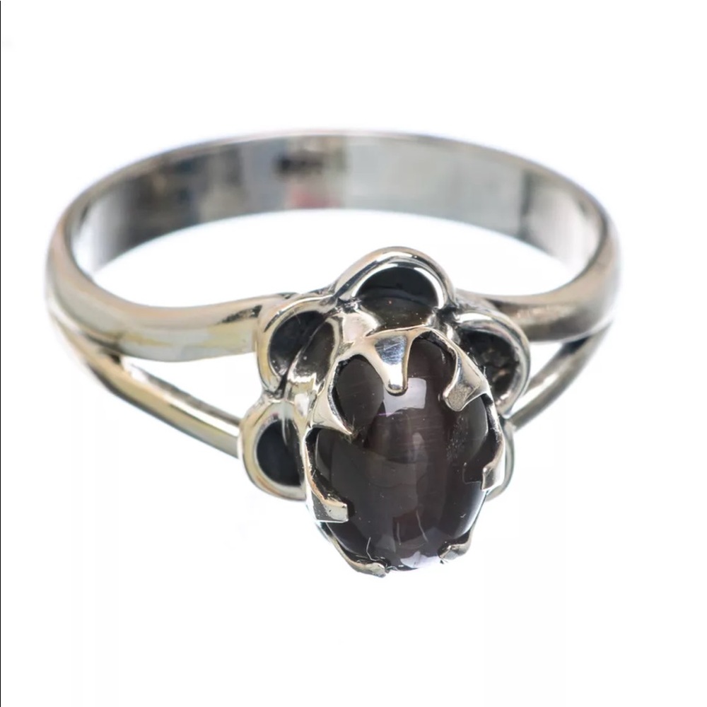 Ring Star Diopside & Sterling Silver sz 8